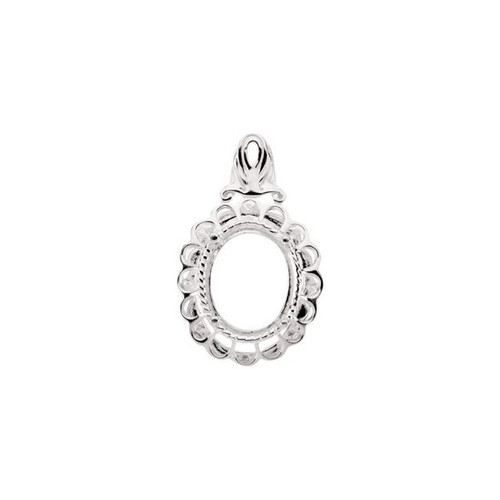 Oval Filigree Pendant Mounting in Platinum for Oval Stone, 2.84 grams Oval Filigree Pendant Mounting in Platinum for Oval Stone, 2.84 grams