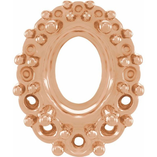 Halo Style Necklace or Pendant Mounting in 10 Karat Rose Gold for Oval Stone, 0.8 grams