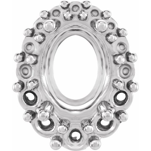 Halo Style Necklace or Pendant Mounting in 18 Karat White Gold for Oval Stone, 1.04 grams