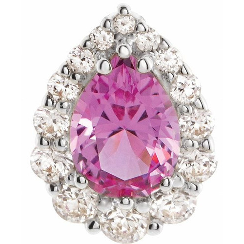 Halo Style Pendant Mounting in 10 Karat White Gold for Pear shape Stone, 1.77 grams