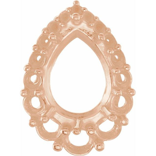 Halo Style Pendant Mounting in 14 Karat Rose Gold for Pear shape Stone, 2.06 grams