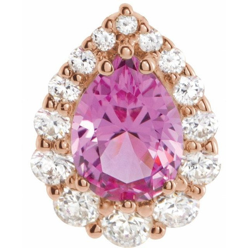 Halo Style Pendant Mounting in 14 Karat Rose Gold for Pear shape Stone, 2.06 grams