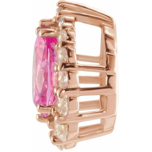 Halo Style Pendant Mounting in 18 Karat Rose Gold for Pear shape Stone, 2.48 grams