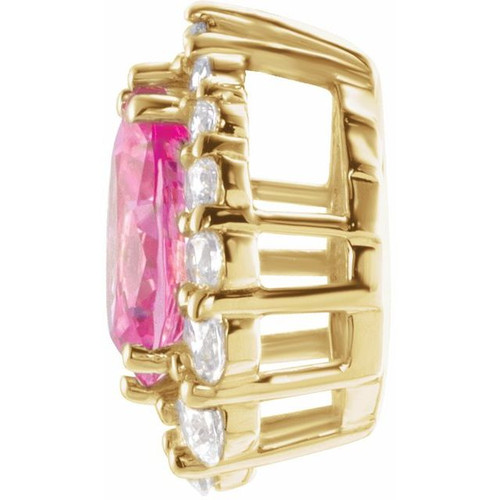 Halo Style Pendant Mounting in 18 Karat Yellow Gold for Pear shape Stone, 2.48 grams