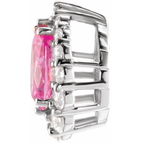 Halo Style Pendant Mounting in 18 Karat White Gold for Pear shape Stone, 2.35 grams