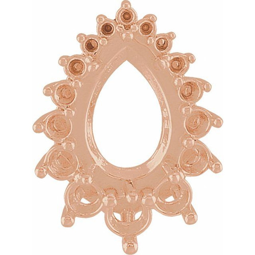 Graduated Halo Style Necklace or Pendant Mounting in 14 Karat Rose Gold for Pear shape Stone, 1.12 grams
