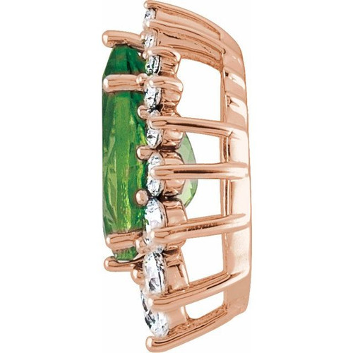 Graduated Halo Style Necklace or Pendant Mounting in 10 Karat Rose Gold for Pear shape Stone, 0.99 grams