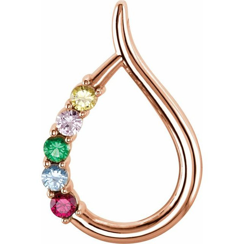 Family Pendant Mounting in 18 Karat Rose Gold for Round Stone, 2.17 grams