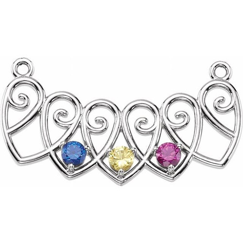 Family Heart Necklace or Center Mounting in Platinum for Round Stone, 3.02 grams