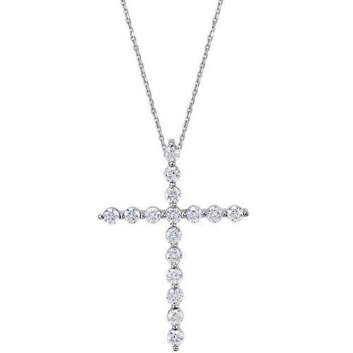 Cross Necklace or Pendant Mounting in Sterling Silver for Round Stone, 0.71 grams