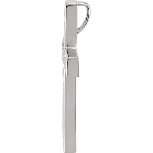 Cross Pendant Mounting in 10 Karat White Gold for Round Stone, 2.13 grams