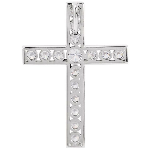 Cross Pendant Mounting in 10 Karat White Gold for Round Stone, 2.13 grams