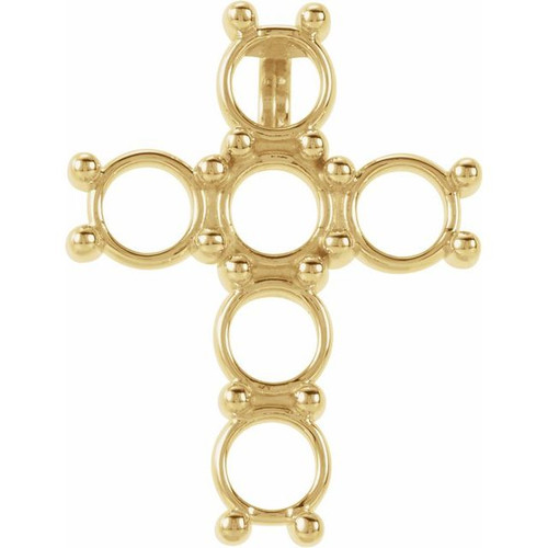 Cross Necklace or Pendant Mounting in 10 Karat Yellow Gold for Round Stone, 0.78 grams