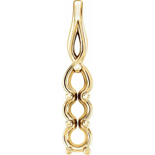 Three Stone Pendant Mounting in 18 Karat Yellow Gold for Round Stone, 0.98 grams