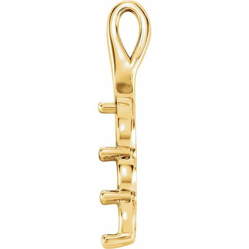 Three Stone Pendant Mounting in 10 Karat Yellow Gold for Round Stone, 0.72 grams
