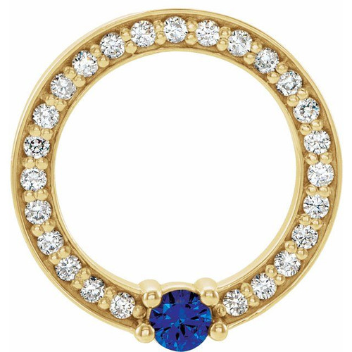 Family Circle Necklace or Pendant Mounting in 10 Karat Yellow Gold for Round Stone, 1.5 grams