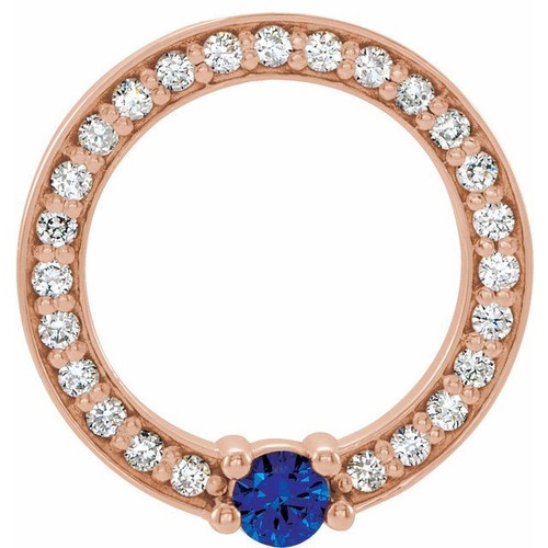 Family Circle Necklace or Pendant Mounting in 18 Karat Rose Gold for Round Stone, 2.04 grams