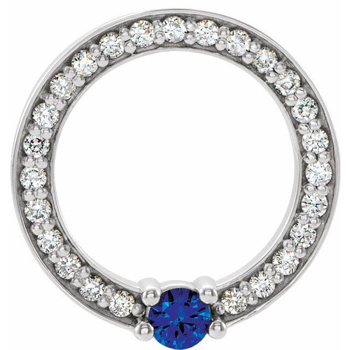 Family Circle Necklace or Pendant Mounting in 18 Karat White Gold for Round Stone, 1.94 grams