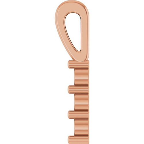 Family Bar Necklace or Pendant Mounting in 18 Karat Rose Gold for Round Stone, 0.94 grams