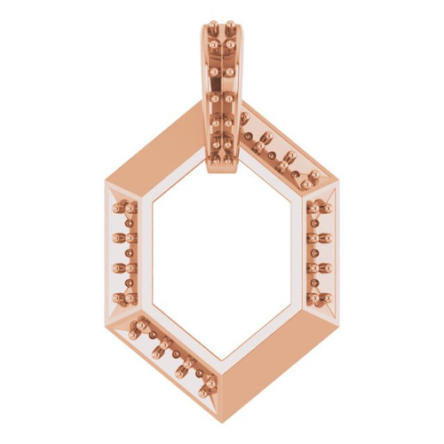 Family Geometric Necklace or Pendant Mounting in 10 Karat Rose Gold for Round Stone, 2.28 grams