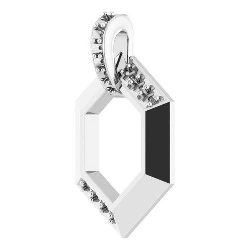 Family Geometric Necklace or Pendant Mounting in 10 Karat White Gold for Round Stone, 2.02 grams