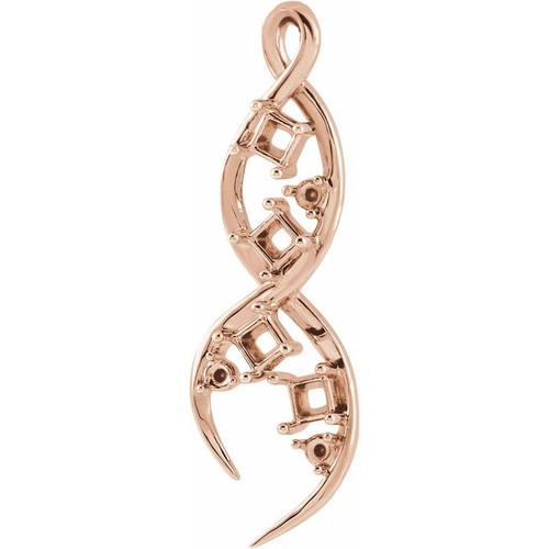 Accented Family Freeform Necklace or Pendant Mounting in 18 Karat Rose Gold for Square Stone, 1.18 grams