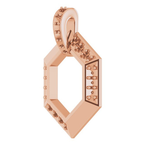 Family Geometric Necklace or Pendant Mounting in 18 Karat Rose Gold for Round Stone, 3.11 grams