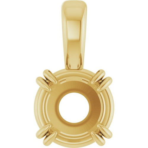Double Claw Solitaire Pendant Mounting in 18 Karat Yellow Gold for Round Stone, 0.44 grams