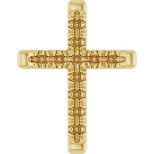French Set Cross Necklace or Pendant Mounting in 18 Karat Yellow Gold for Round Stone, 1.22 grams