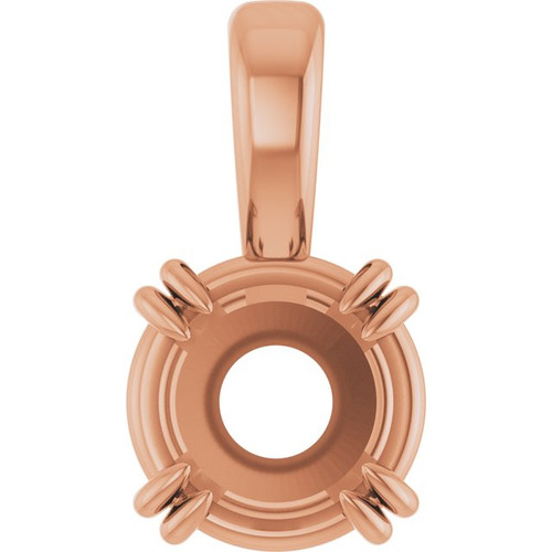 Double Claw Solitaire Pendant Mounting in 18 Karat Rose Gold for Round Stone, 0.44 grams