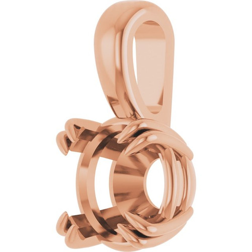 Double Claw Solitaire Pendant Mounting in 18 Karat Rose Gold for Round Stone, 0.44 grams