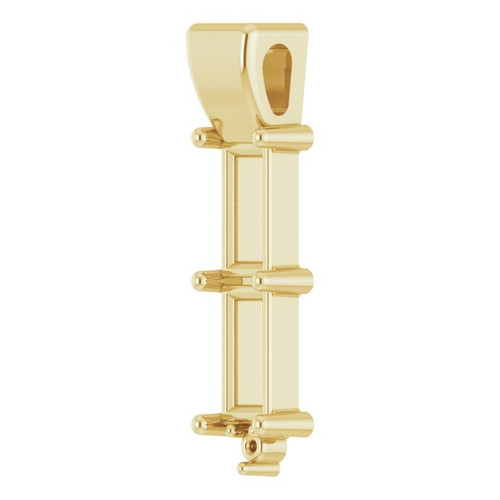 Bar Family Necklace or Pendant Mounting in 10 Karat Yellow Gold for Straight baguette Stone, 0.35 grams