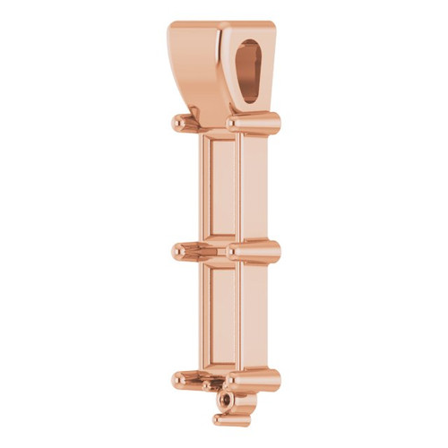 Bar Family Necklace or Pendant Mounting in 18 Karat Rose Gold for Straight baguette Stone, 0.48 grams