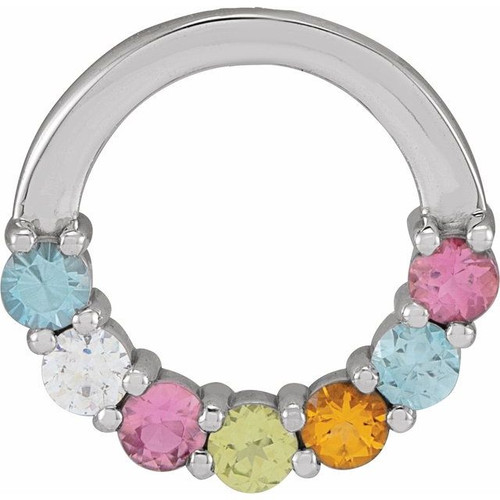 Family Circle Necklace or Pendant Mounting in 10 Karat White Gold for Round Stone, 1.7 grams