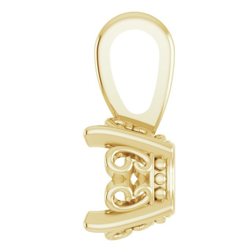 Solitaire 4 Prong Scroll Pendant Mounting in 10 Karat Yellow Gold for Round Stone, 0.35 grams