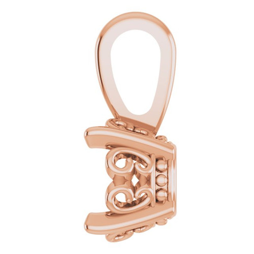 Solitaire 4 Prong Scroll Pendant Mounting in 10 Karat Rose Gold for Round Stone, 0.35 grams