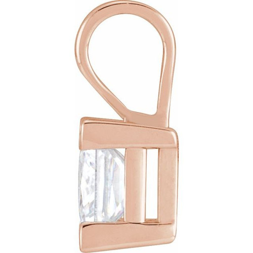 Square V Prong Solitaire Pendant Mounting in 18 Karat Rose Gold for Square Stone, 0.71 grams