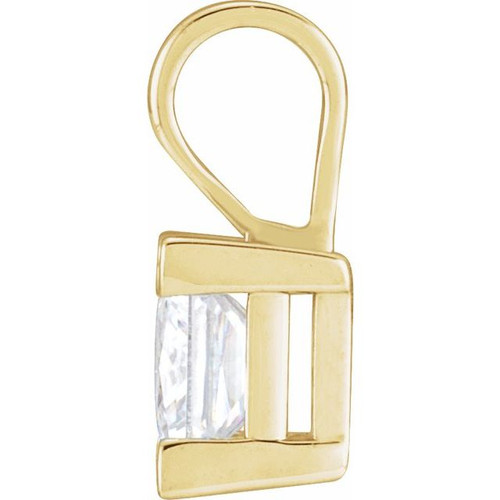 Square V Prong Solitaire Pendant Mounting in 18 Karat Yellow Gold for Square Stone, 0.71 grams