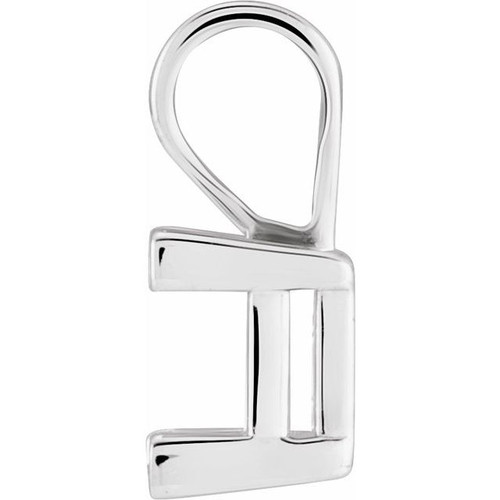 Square V Prong Solitaire Pendant Mounting in 10 Karat White Gold for Square Stone, 0.51 grams