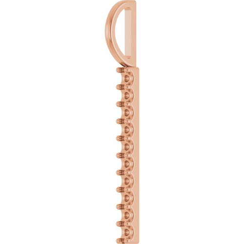 Vertical Bar Necklace or Charm/Pendant Mounting in 10 Karat Rose Gold for Round Stone, 0.67 grams