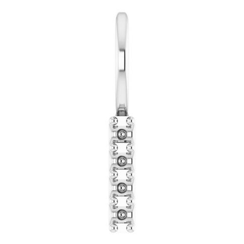 Vertical Bar Necklace or Charm/Pendant Mounting in 18 Karat White Gold for Round Stone, 0.48 grams