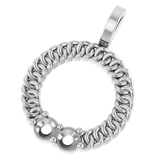 Family Circle Necklace or Pendant Mounting in 18 Karat White Gold for Round Stone, 1.49 grams