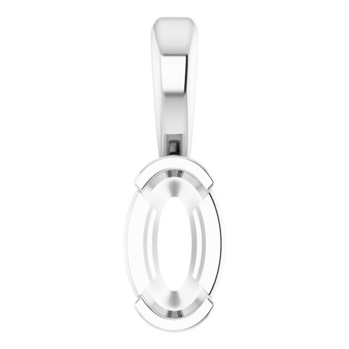 Solitaire Pendant Mounting in 10 Karat White Gold for Oval Stone, 0.3 grams