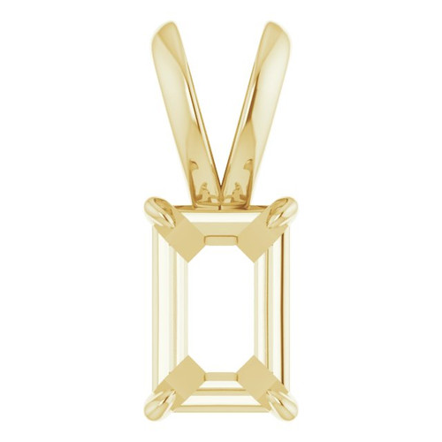 Emerald 4 Prong Claw Pendant Mounting in 10 Karat Yellow Gold for Emerald Stone, 0.45 grams