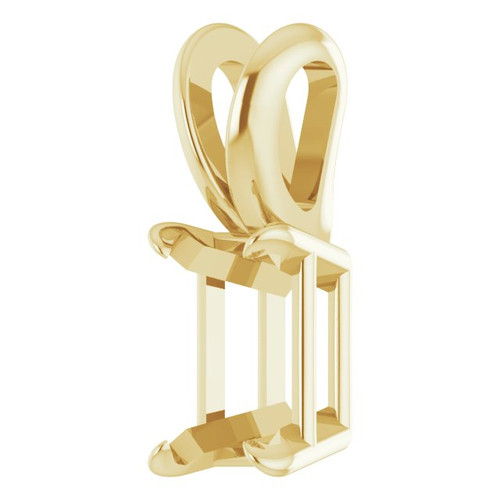 Emerald 4 Prong Claw Pendant Mounting in 10 Karat Yellow Gold for Emerald Stone, 0.45 grams