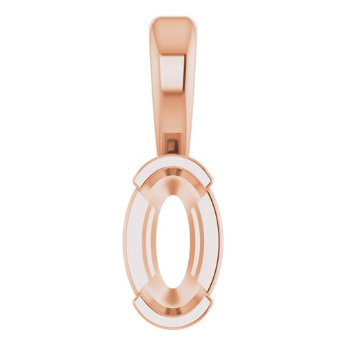 Solitaire Pendant Mounting in 10 Karat Rose Gold for Oval Stone, 0.3 grams