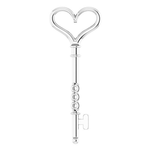Family Key Pendant Mounting in 18 Karat White Gold for Round Stone, 2.09 grams