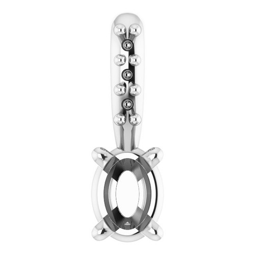 Accented Pendant Mounting in 18 Karat White Gold for Oval Stone, 0.34 grams