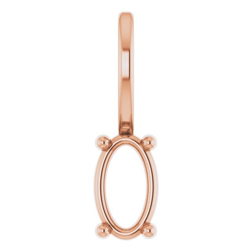 Solitaire Charm/Pendant Mounting in 18 Karat Rose Gold for Oval Stone, 0.29 grams