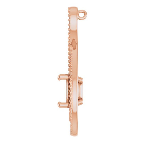 Infinity Inspired Accented Pendant Mounting in 18 Karat Rose Gold for Cushion Stone, 5.36 grams